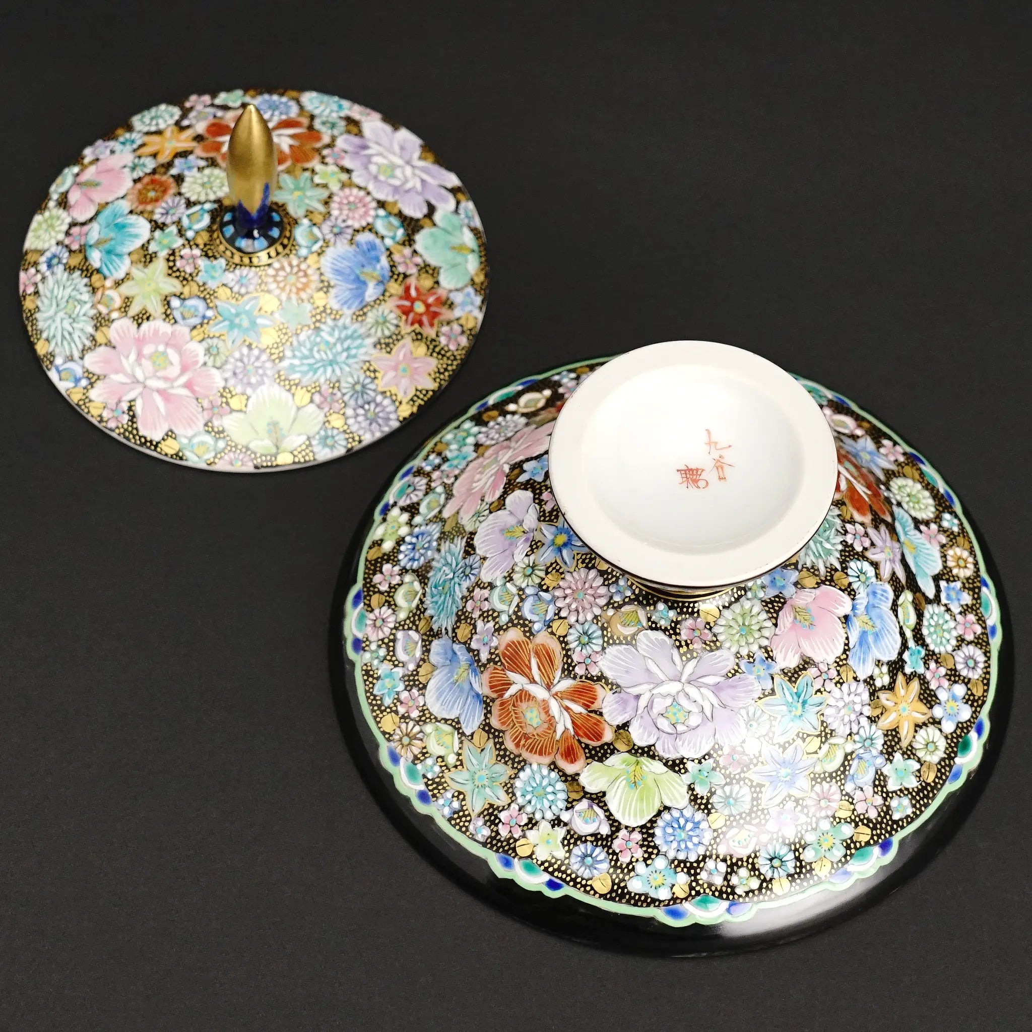 九谷焼 台皿 色絵金襴花詰｜高 聡文 作｜至高の伝統技法「花詰」の極致