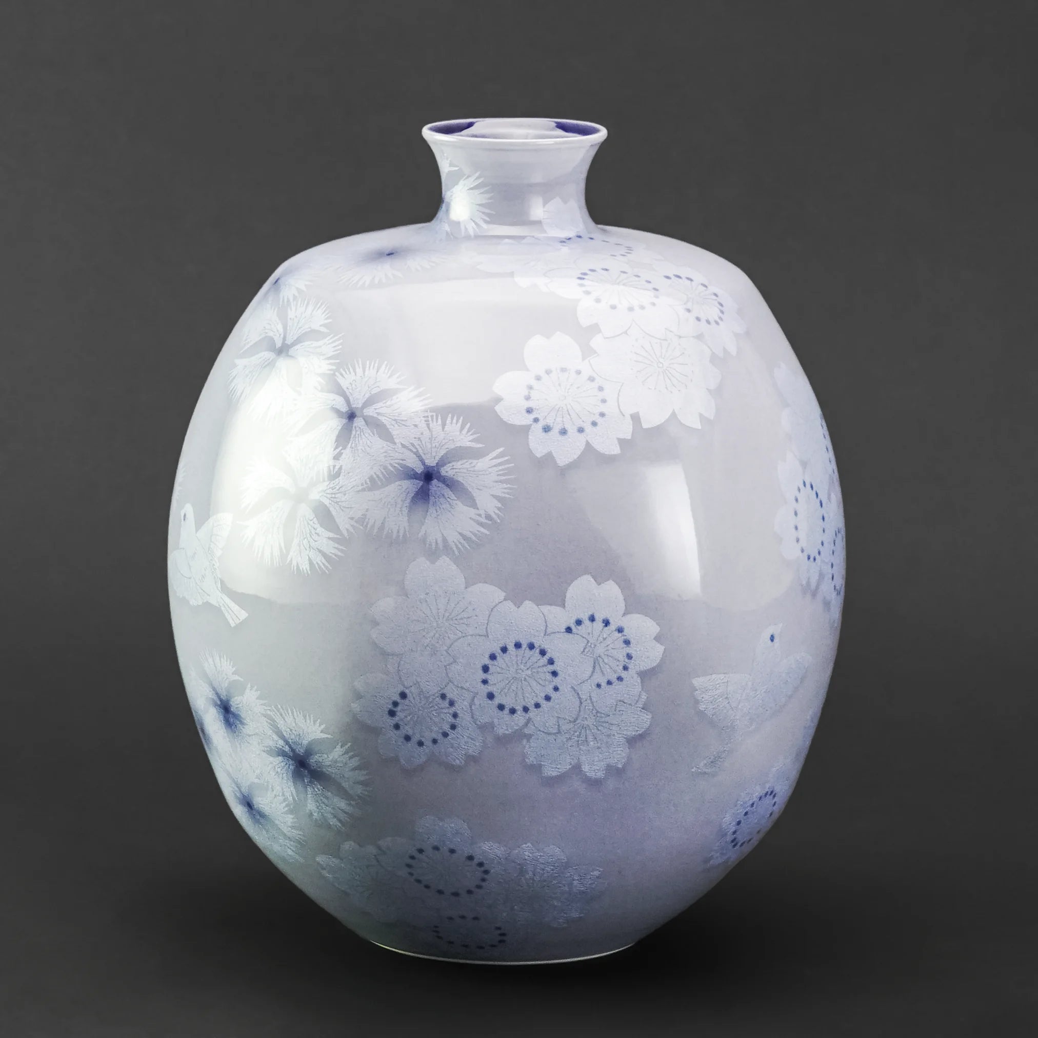 千h1670】中田一於 陶額 画面幅約60cm 淡青釉裏銀彩 白