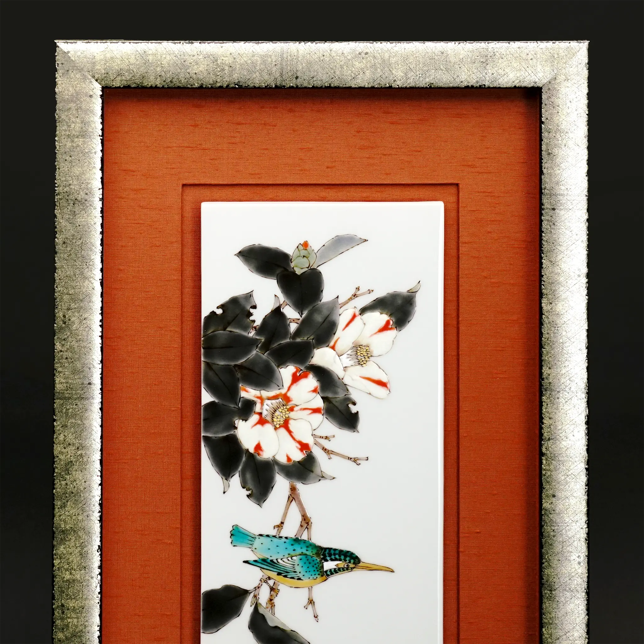 陶額 椿に翡翠 / 山田義明