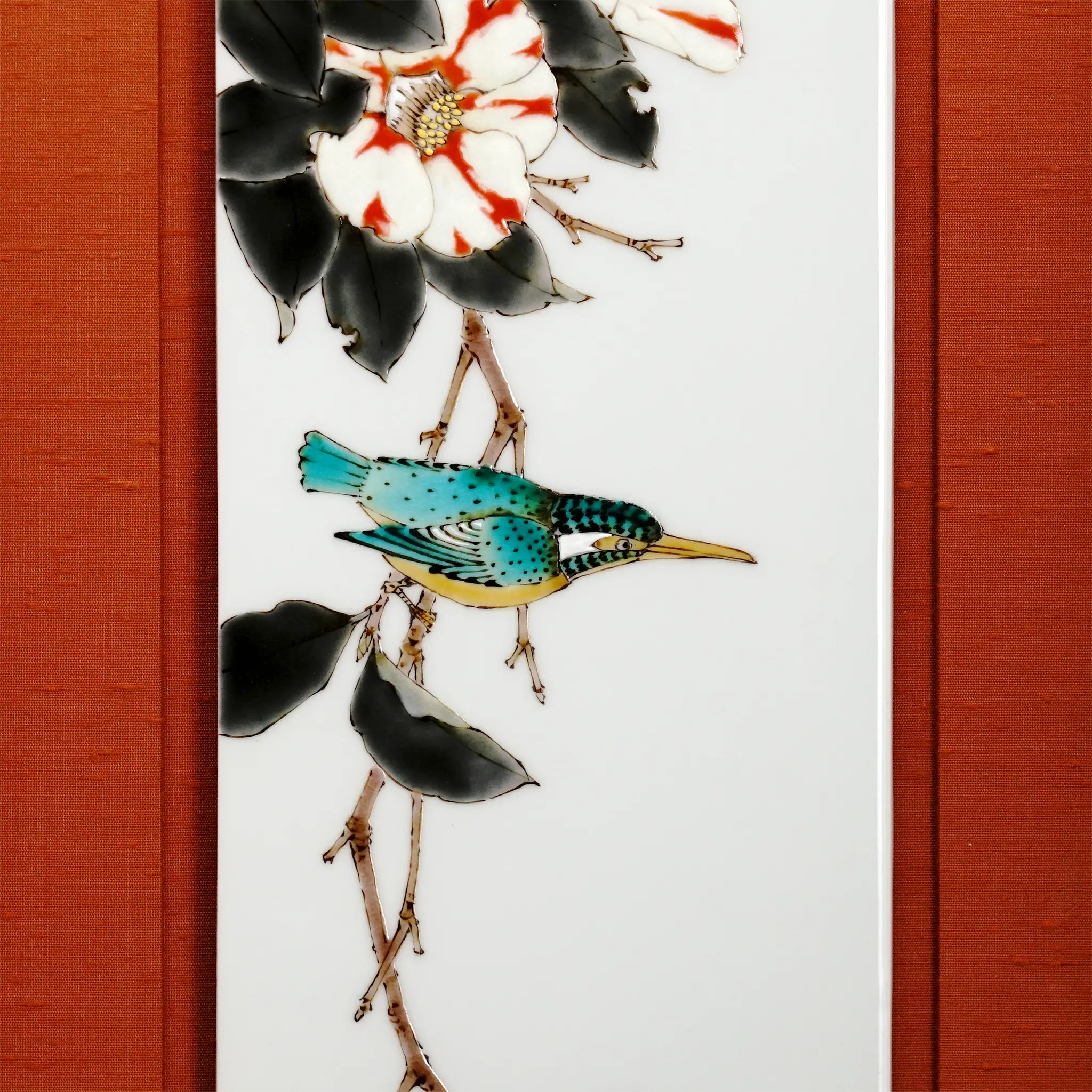 陶額　勝山 　陶板画　レトロ 九谷陶額(陶板画) 鶴 48695CCY | タイルライフ アウトレットタイル販売